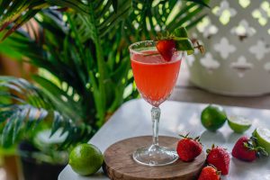 Seagram's Lime and Strawberry Drop Martini cocktail recipe