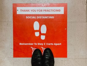 social distancing floor graphic COVID-19