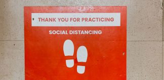 social distancing floor graphic COVID-19