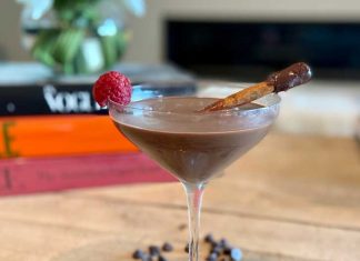Dark Chocolate Raspberry Espresso Martini dessert cocktail chocolate raspberry martini