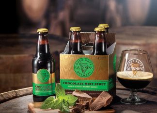 Guinness Introduces New Chocolate Mint Stout for the Holiday Season Guinness Chocolate Mint Stout Aged in Kentucky Bourbon Barrels